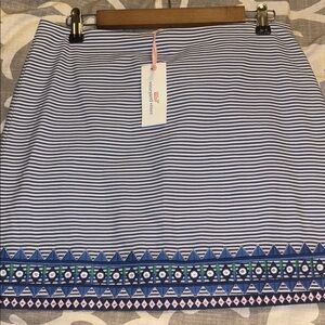 Vineyard Vines Blue and White Embellished Mini Pencil Skirt